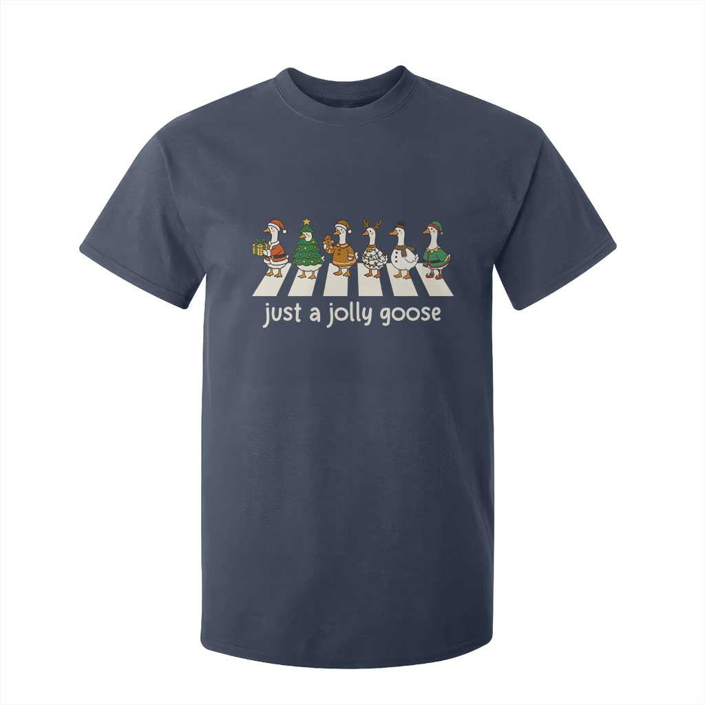 Just A Jolly Goose T Shirt For Kid Funny Christmas Duck Meme TS10 Navy Print Your Wear