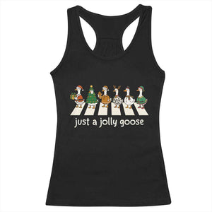 Just A Jolly Goose Racerback Tank Top Funny Christmas Duck Meme TS10 Black Print Your Wear