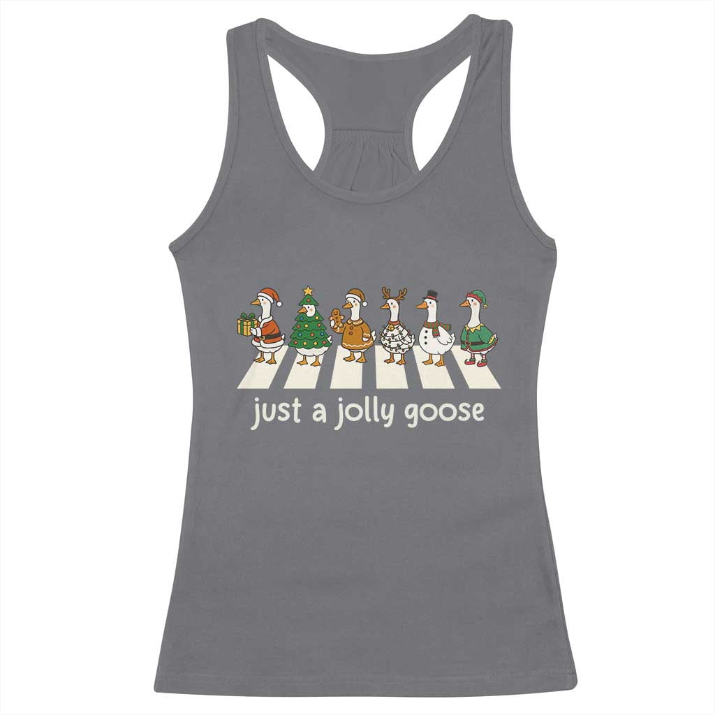 Just A Jolly Goose Racerback Tank Top Funny Christmas Duck Meme TS10 Charcoal Print Your Wear