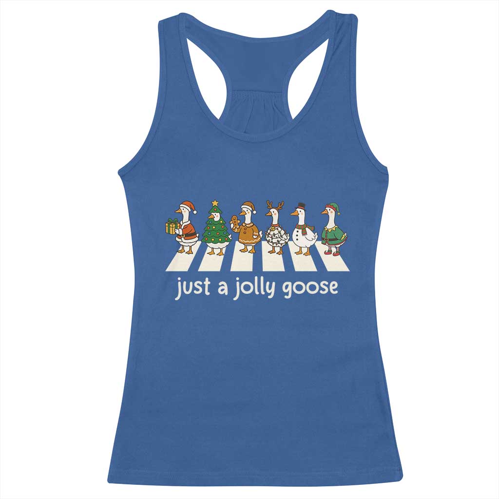 Just A Jolly Goose Racerback Tank Top Funny Christmas Duck Meme TS10 Royal Blue Print Your Wear