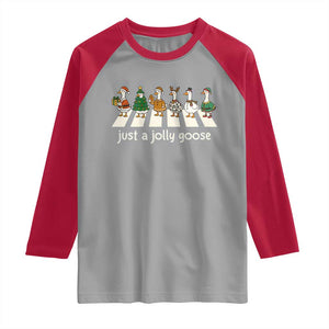 Just A Jolly Goose Raglan Shirt Funny Christmas Duck Meme TS10 Sport Gray Red Print Your Wear