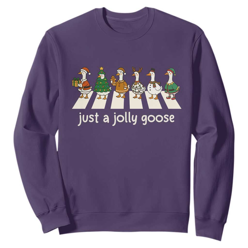 Just A Jolly Goose Sweatshirt Funny Christmas Duck Meme TS10 Purple Print Your Wear