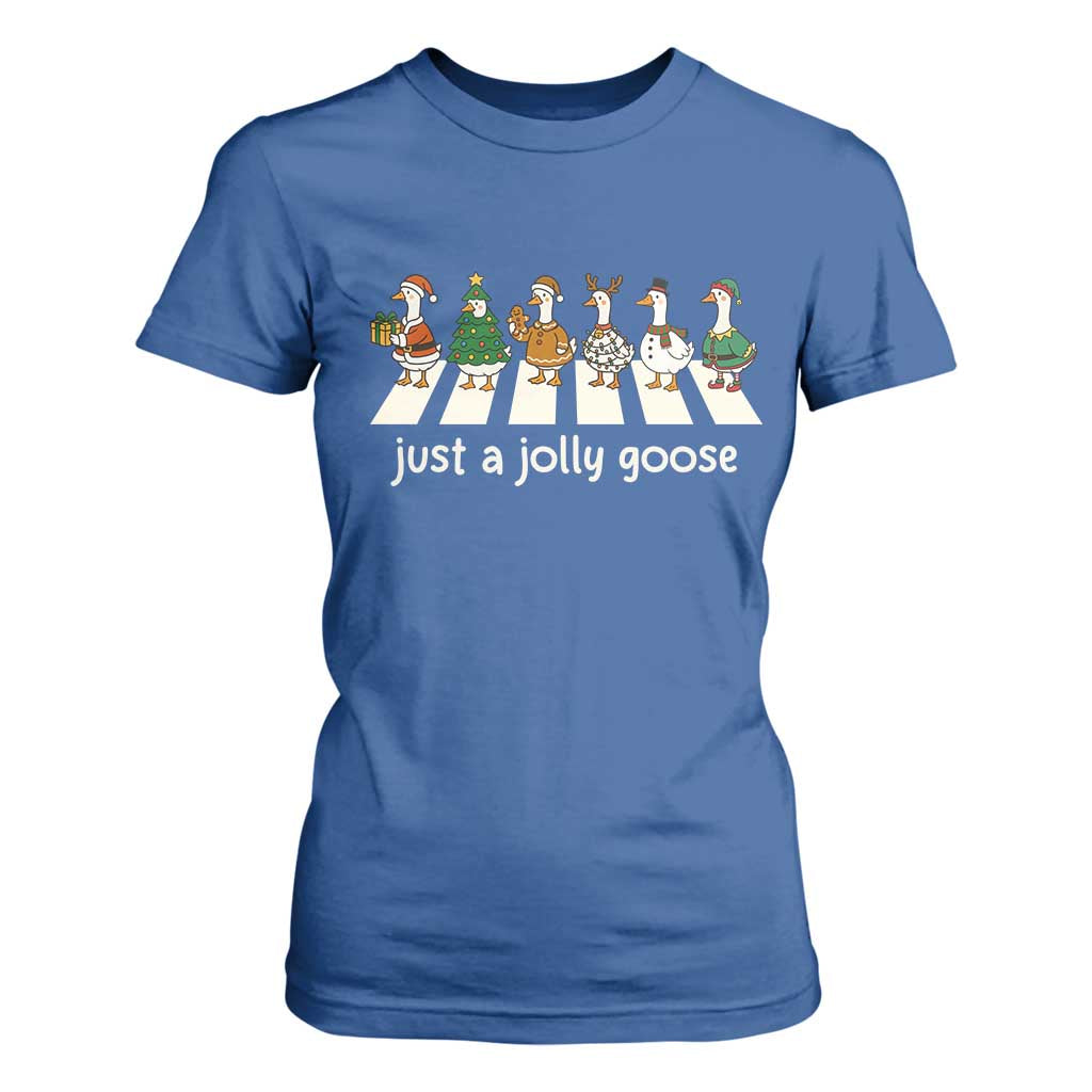 Just A Jolly Goose T Shirt For Women Funny Christmas Duck Meme TS10 Royal Blue Print Your Wear