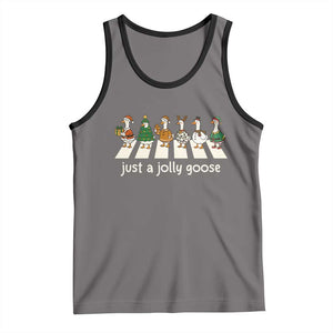 Just A Jolly Goose Tank Top Funny Christmas Duck Meme TS10 Deep Heather Black Print Your Wear