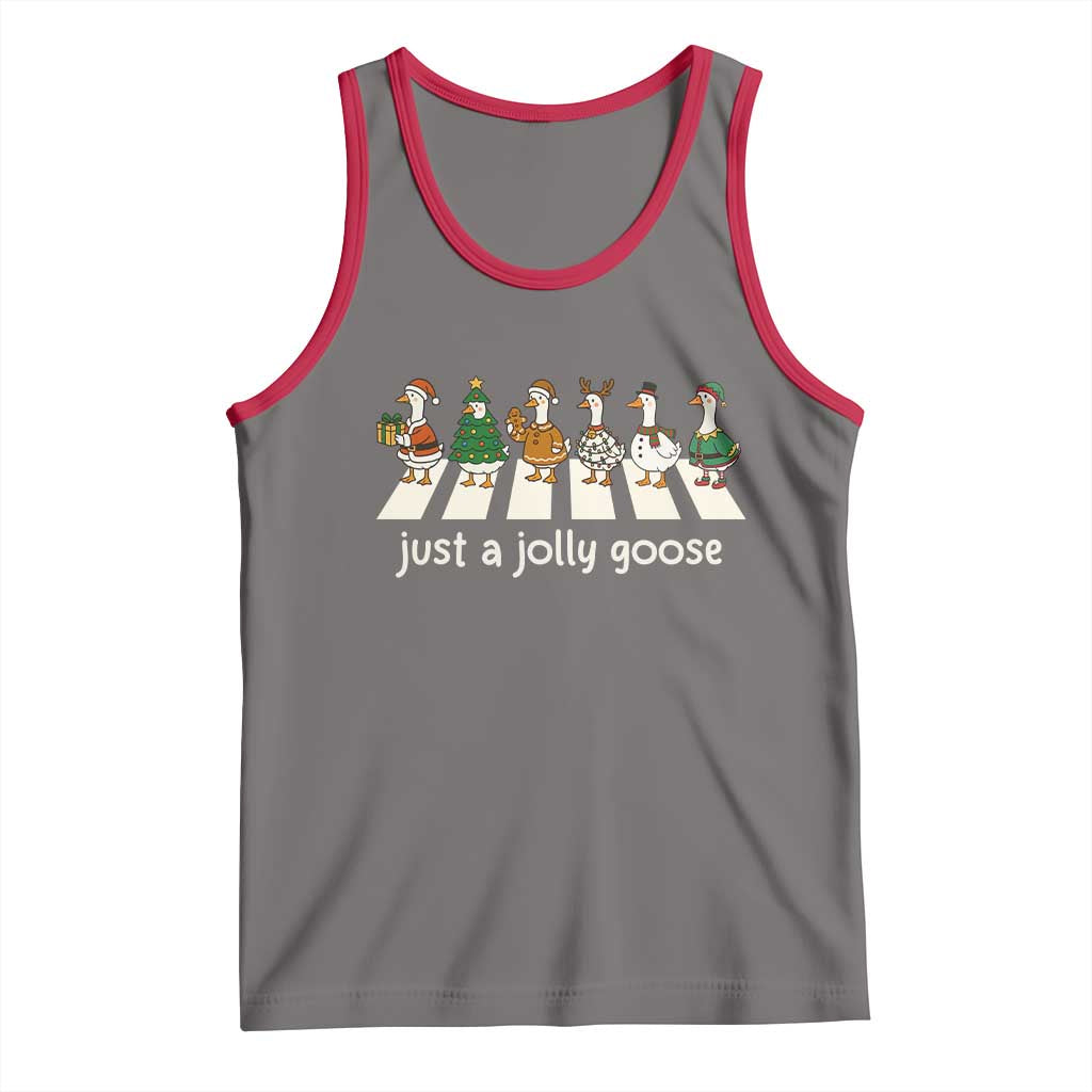 Just A Jolly Goose Tank Top Funny Christmas Duck Meme TS10 Deep Heather Red Print Your Wear