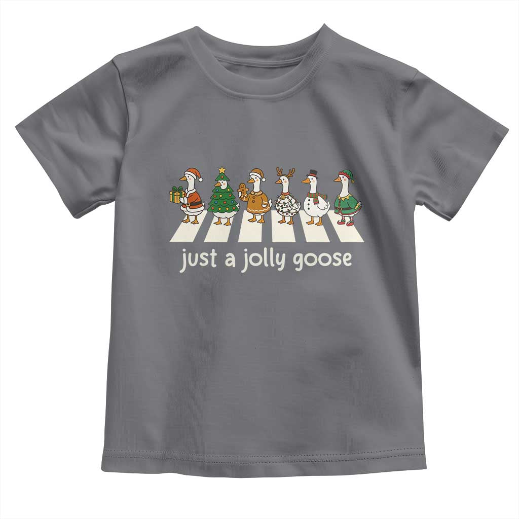 Just A Jolly Goose Toddler T Shirt Funny Christmas Duck Meme TS10 Charcoal Print Your Wear