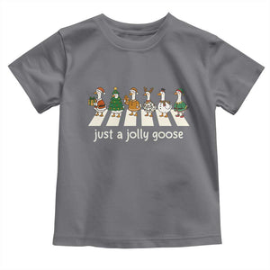 Just A Jolly Goose Toddler T Shirt Funny Christmas Duck Meme TS10 Charcoal Print Your Wear