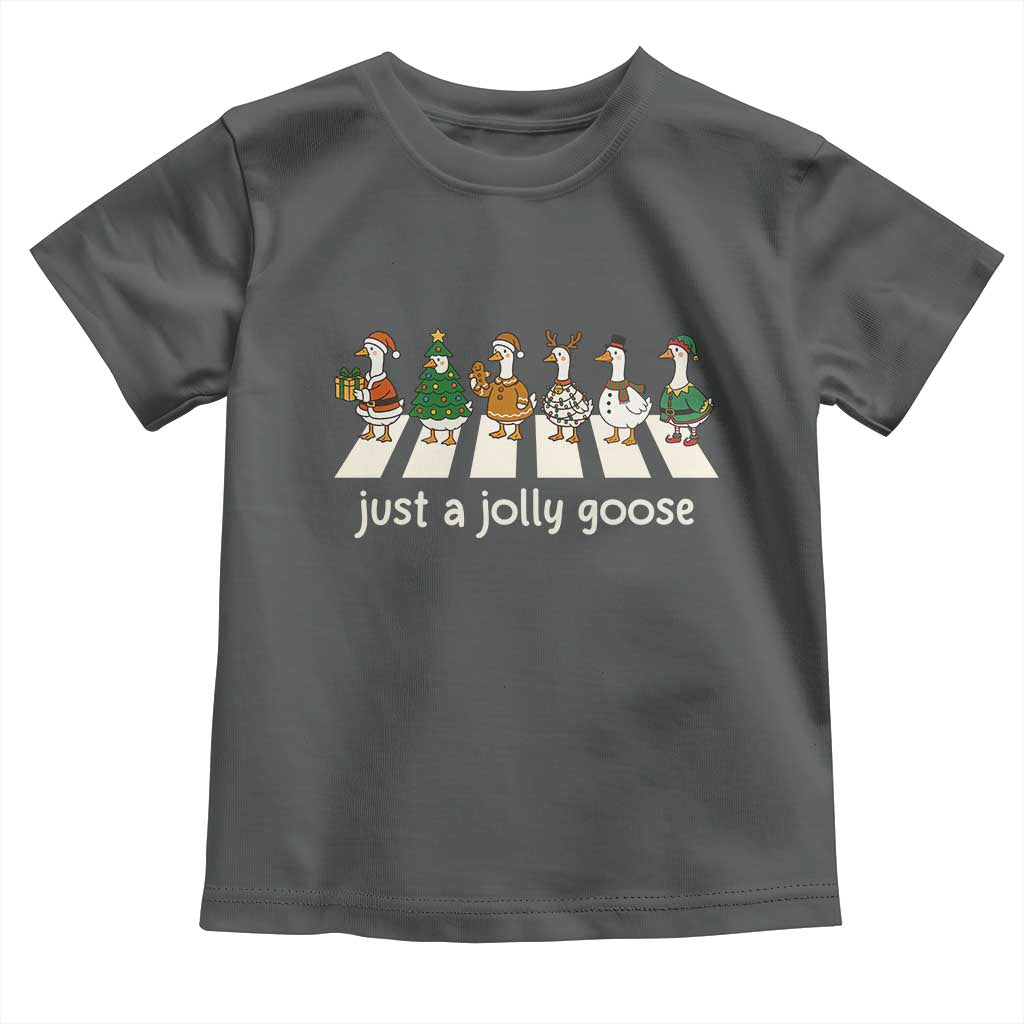 Just A Jolly Goose Toddler T Shirt Funny Christmas Duck Meme TS10 Dark Heather Print Your Wear