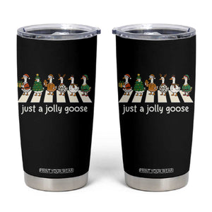 Just A Jolly Goose Tumbler Cup Funny Christmas Duck Meme TS10 Black Print Your Wear