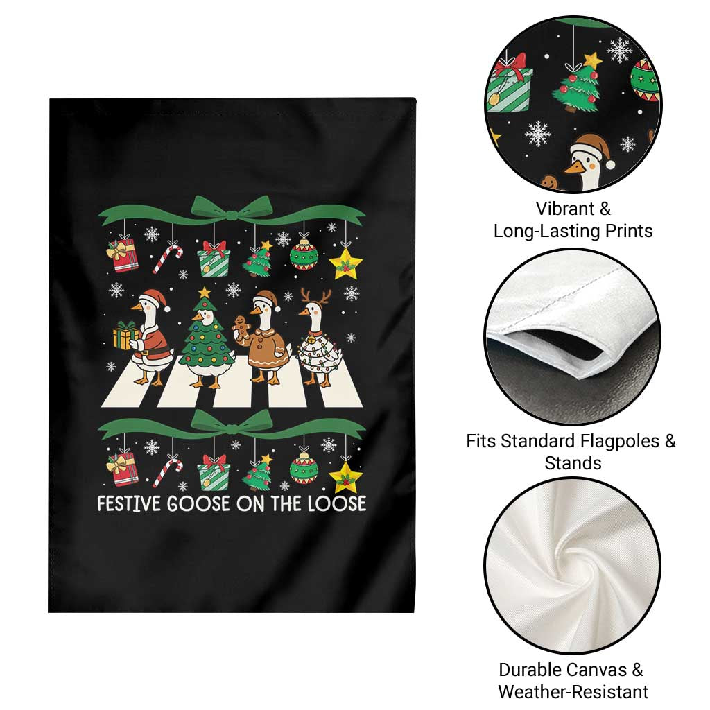 Festive Goose On The Loose Christmas Garden Flag Cute Xmas Duck Silly Gooses Coquette Bow TS10 Print Your Wear