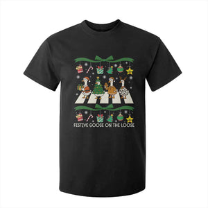 Festive Goose On The Loose Christmas T Shirt For Kid Cute Xmas Duck Silly Gooses Coquette Bow TS10 Black Print Your Wear