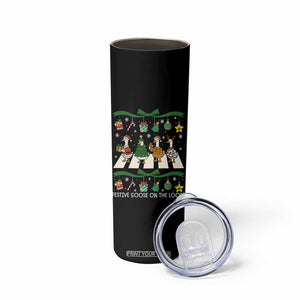 Festive Goose On The Loose Christmas Skinny Tumbler Cute Xmas Duck Silly Gooses Coquette Bow TS10 Print Your Wear
