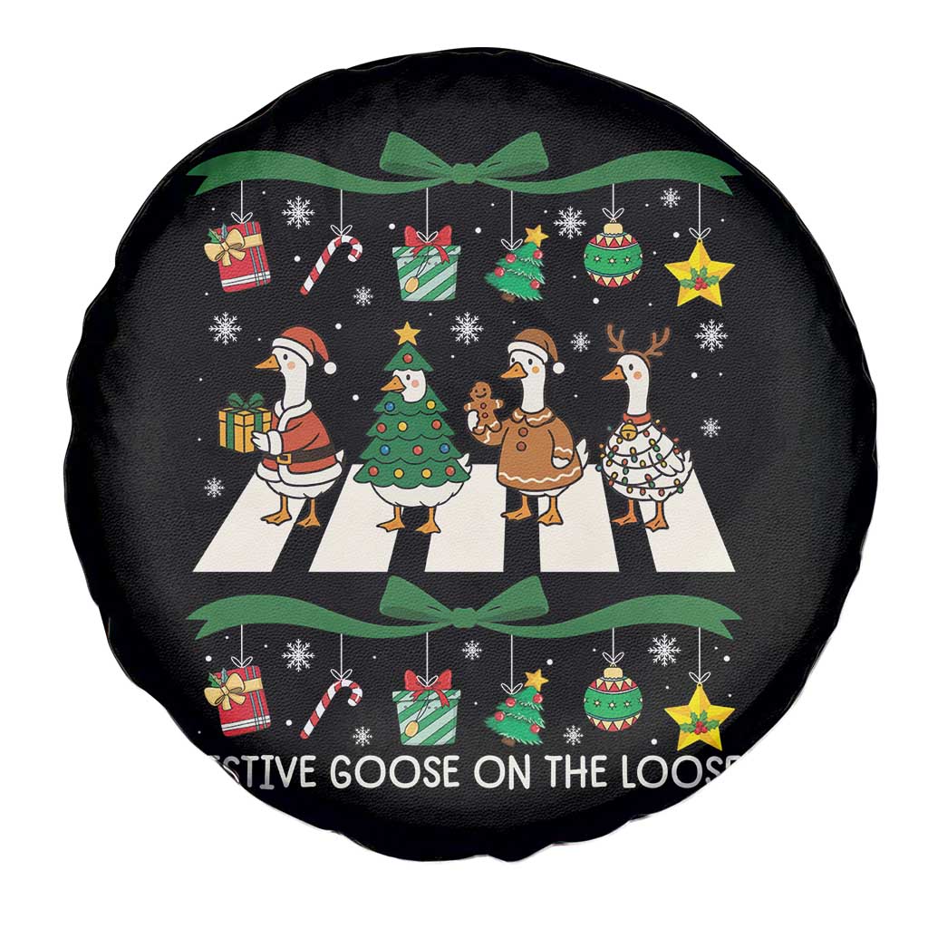 Festive Goose On The Loose Christmas Spare Tire Cover Cute Xmas Duck Silly Gooses Coquette Bow TS10 Print Your Wear