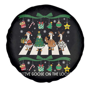 Festive Goose On The Loose Christmas Spare Tire Cover Cute Xmas Duck Silly Gooses Coquette Bow TS10 Print Your Wear