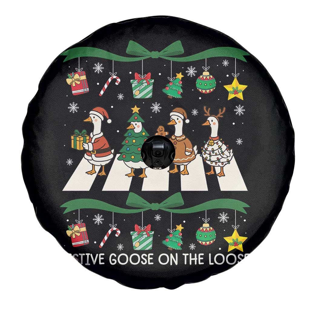 Festive Goose On The Loose Christmas Spare Tire Cover Cute Xmas Duck Silly Gooses Coquette Bow TS10 Print Your Wear