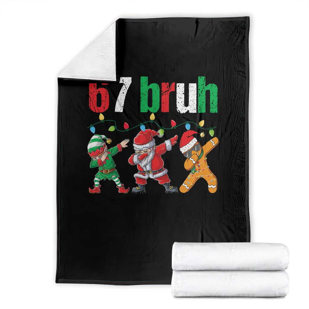 67 Christmas Throw Blanket Funny Six Seven Bruh Dabbing Santa Meme Pajamas TS10 Black Print Your Wear