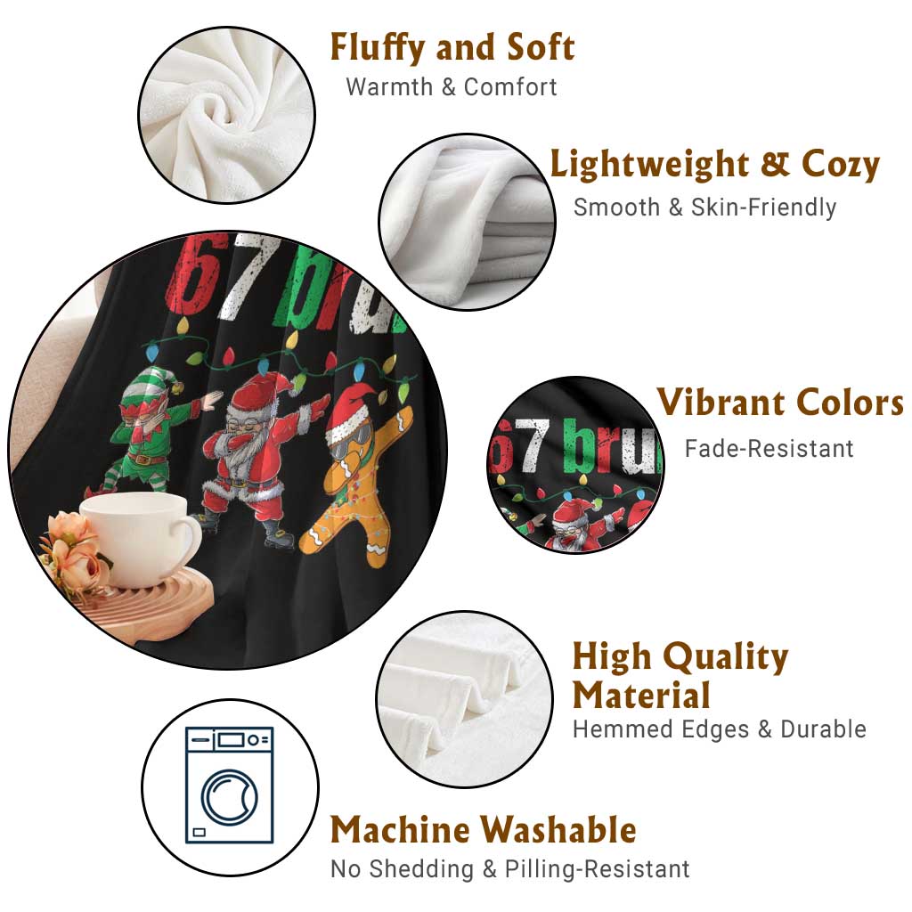 67 Christmas Throw Blanket Funny Six Seven Bruh Dabbing Santa Meme Pajamas TS10 Print Your Wear