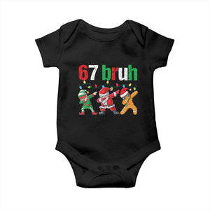 67 Christmas Baby Onesie Funny Six Seven Bruh Dabbing Santa Meme Pajamas TS10 Black Print Your Wear