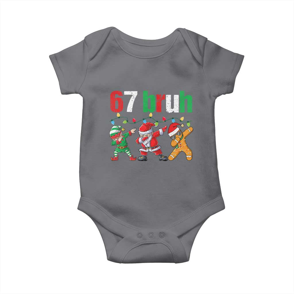 67 Christmas Baby Onesie Funny Six Seven Bruh Dabbing Santa Meme Pajamas TS10 Charcoal Print Your Wear