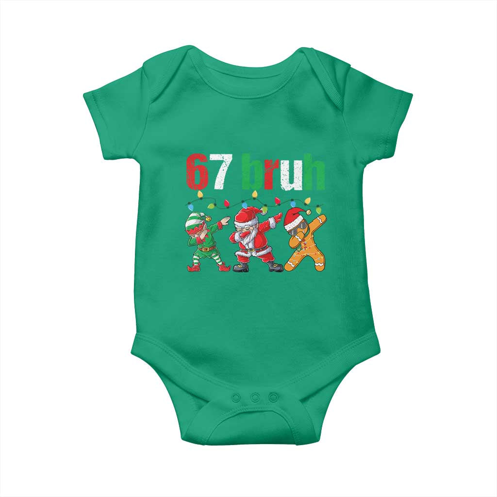 67 Christmas Baby Onesie Funny Six Seven Bruh Dabbing Santa Meme Pajamas TS10 Irish Green Print Your Wear