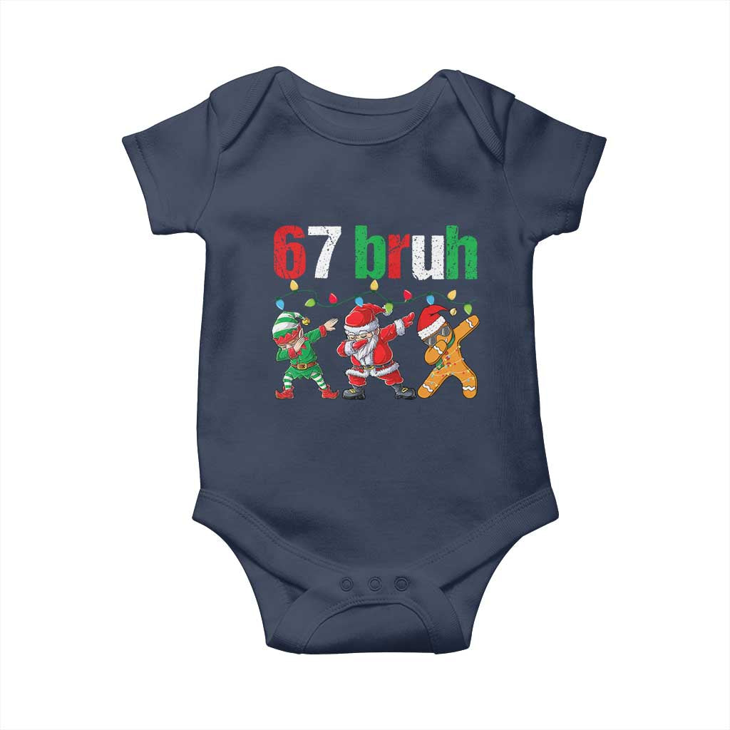 67 Christmas Baby Onesie Funny Six Seven Bruh Dabbing Santa Meme Pajamas TS10 Navy Print Your Wear