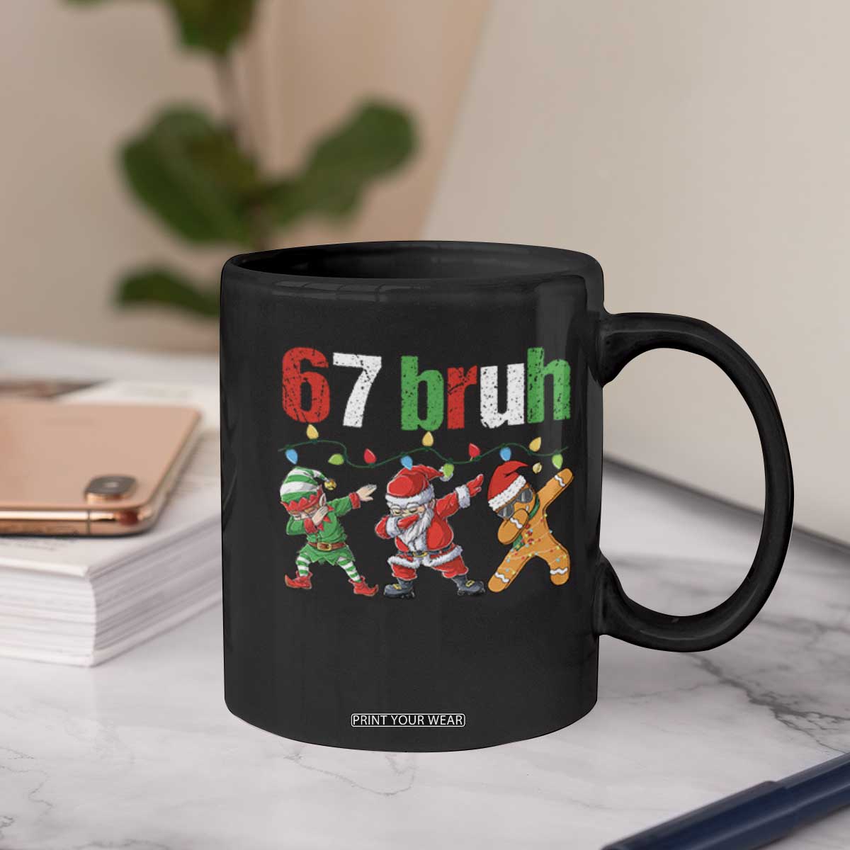 67 Christmas Coffee Mug Funny Six Seven Bruh Dabbing Santa Meme Pajamas TS10 Print Your Wear