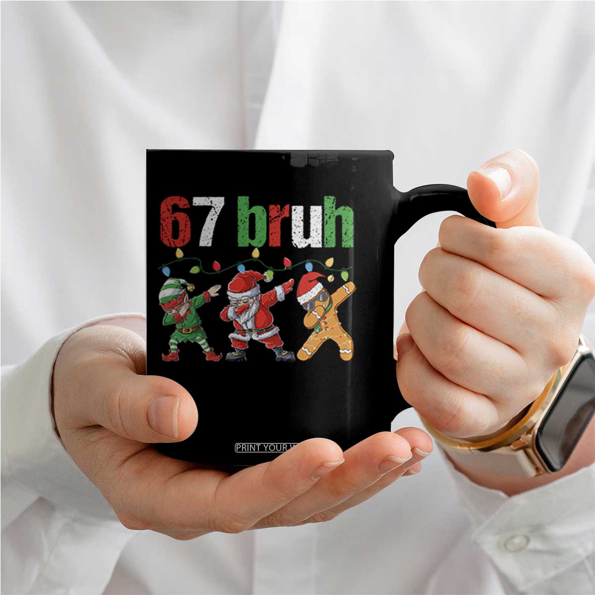 67 Christmas Coffee Mug Funny Six Seven Bruh Dabbing Santa Meme Pajamas TS10 Print Your Wear