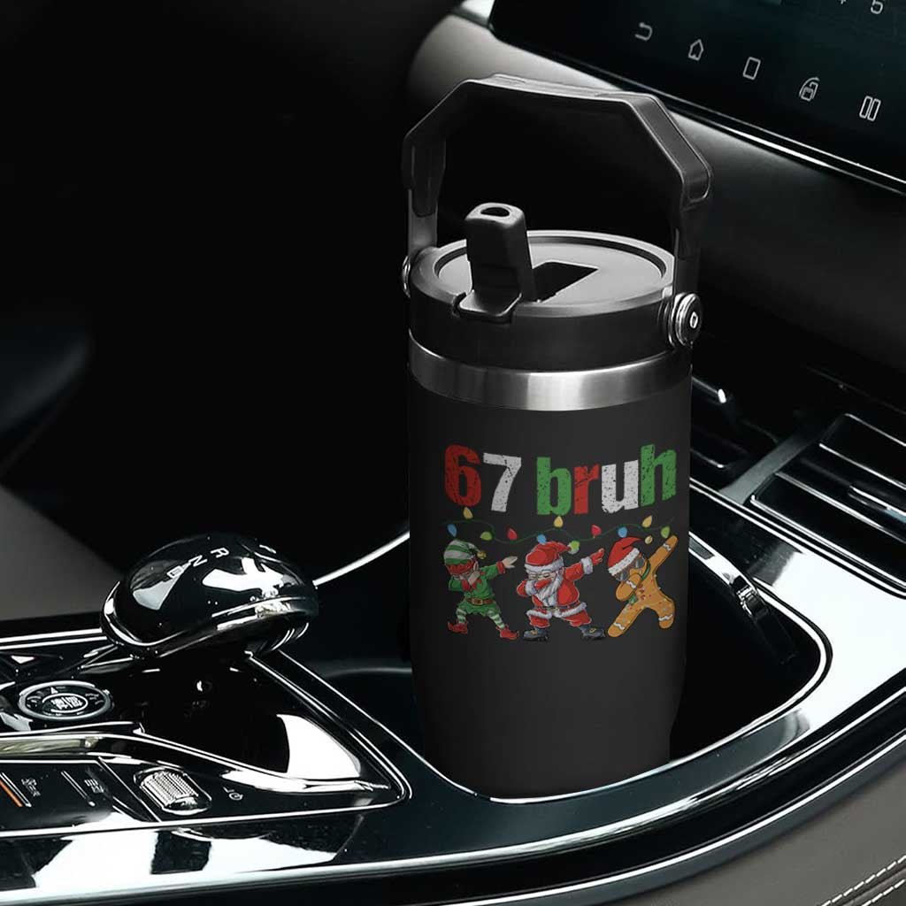 67 Christmas Flip Straw Tumbler Funny Six Seven Bruh Dabbing Santa Meme Pajamas TS10 Print Your Wear