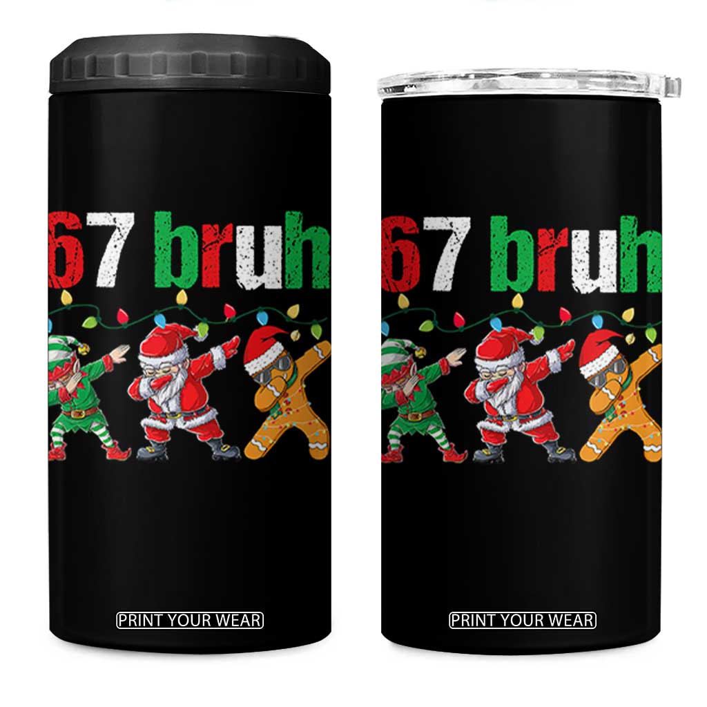 67 Christmas 4 in 1 Can Cooler Tumbler Funny Six Seven Bruh Dabbing Santa Meme Pajamas TS10 One Size: 16 oz Black Print Your Wear