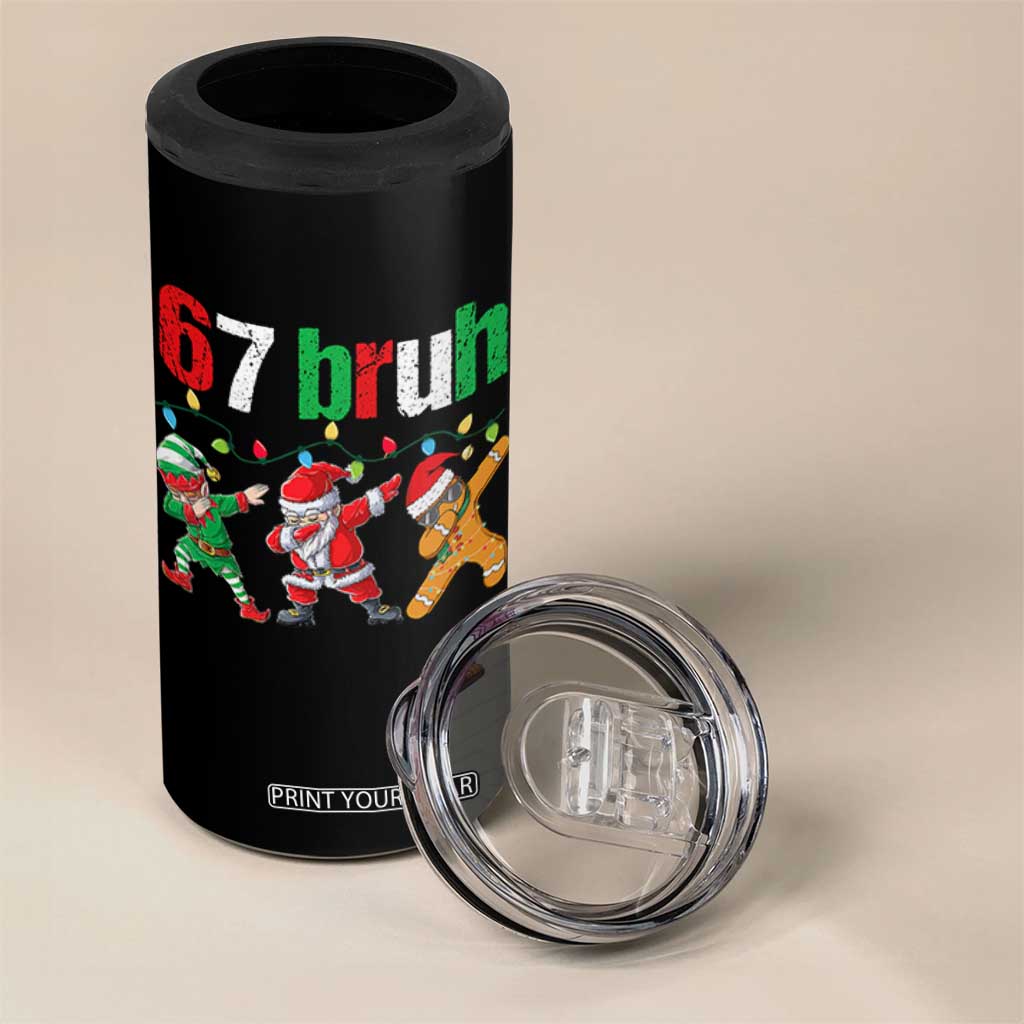 67 Christmas 4 in 1 Can Cooler Tumbler Funny Six Seven Bruh Dabbing Santa Meme Pajamas TS10 Print Your Wear
