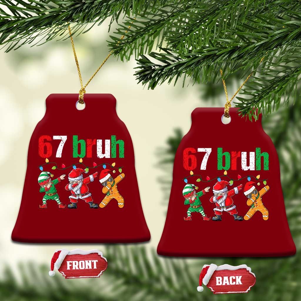 67 Christmas Ceramic Ornament Funny Six Seven Bruh Dabbing Santa Meme Pajamas TS10 Print Your Wear