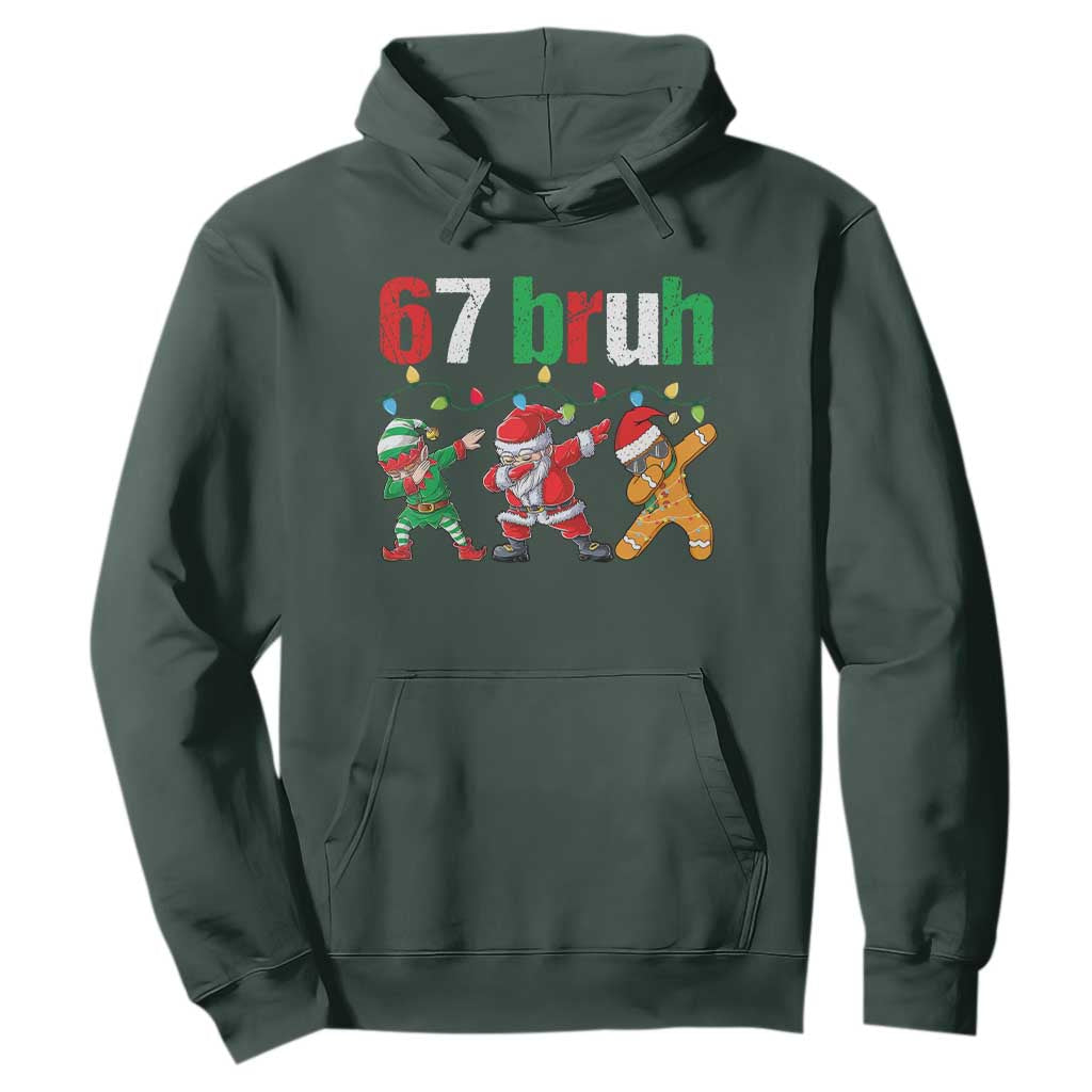 67 Christmas Hoodie Funny Six Seven Bruh Dabbing Santa Meme Pajamas TS10 Dark Forest Green Print Your Wear