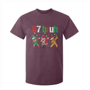 67 Christmas T Shirt For Kid Funny Six Seven Bruh Dabbing Santa Meme Pajamas TS10 Maroon Print Your Wear