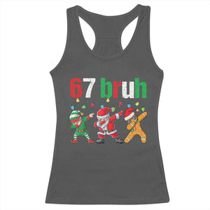 67 Christmas Racerback Tank Top Funny Six Seven Bruh Dabbing Santa Meme Pajamas TS10 Dark Heather Print Your Wear