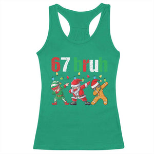 67 Christmas Racerback Tank Top Funny Six Seven Bruh Dabbing Santa Meme Pajamas TS10 Irish Green Print Your Wear