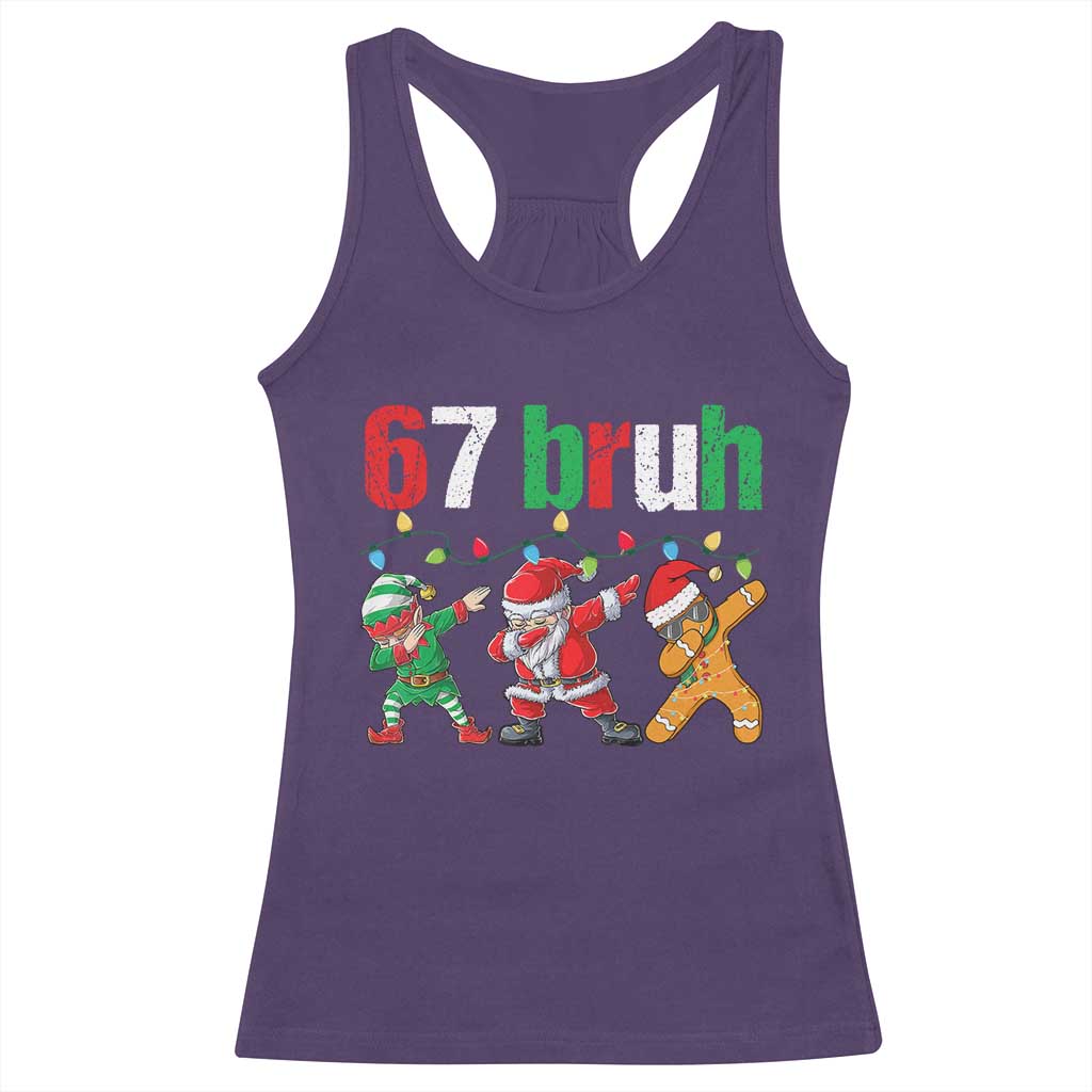 67 Christmas Racerback Tank Top Funny Six Seven Bruh Dabbing Santa Meme Pajamas TS10 Purple Print Your Wear