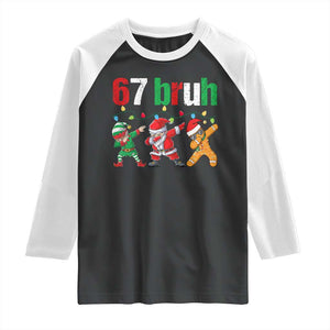 67 Christmas Raglan Shirt Funny Six Seven Bruh Dabbing Santa Meme Pajamas TS10 Black White Print Your Wear