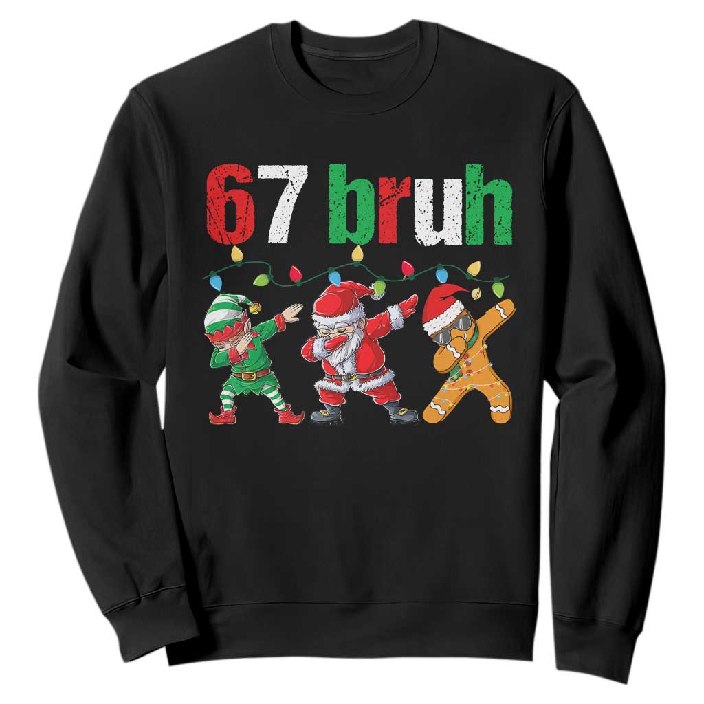67 Christmas Sweatshirt Funny Six Seven Bruh Dabbing Santa Meme Pajamas TS10 Black Print Your Wear