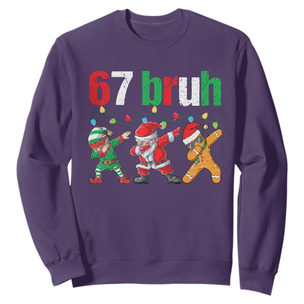 67 Christmas Sweatshirt Funny Six Seven Bruh Dabbing Santa Meme Pajamas TS10 Purple Print Your Wear