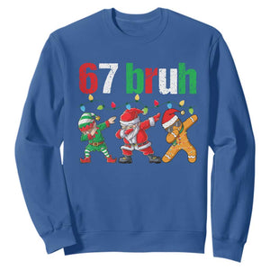 67 Christmas Sweatshirt Funny Six Seven Bruh Dabbing Santa Meme Pajamas TS10 Royal Blue Print Your Wear