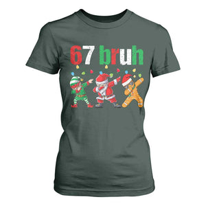 67 Christmas T Shirt For Women Funny Six Seven Bruh Dabbing Santa Meme Pajamas TS10 Dark Forest Green Print Your Wear