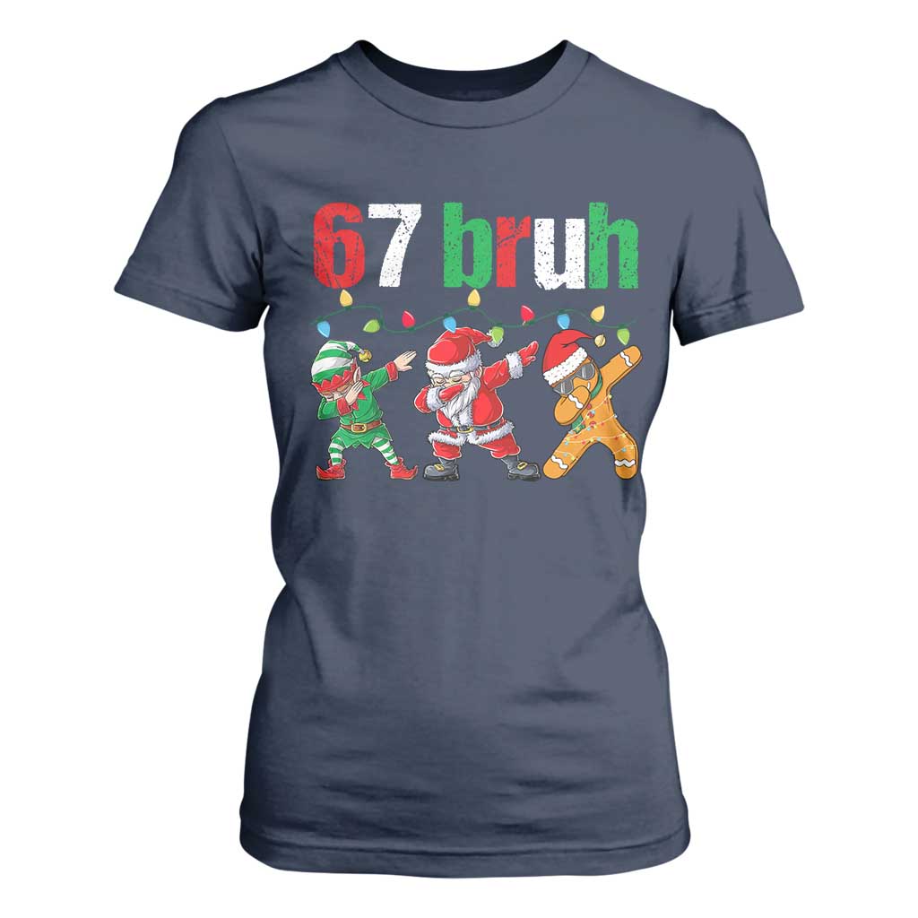67 Christmas T Shirt For Women Funny Six Seven Bruh Dabbing Santa Meme Pajamas TS10 Navy Print Your Wear
