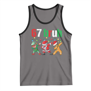 67 Christmas Tank Top Funny Six Seven Bruh Dabbing Santa Meme Pajamas TS10 Deep Heather Black Print Your Wear