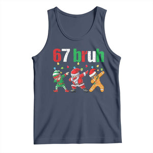 67 Christmas Tank Top Funny Six Seven Bruh Dabbing Santa Meme Pajamas TS10 Navy Print Your Wear