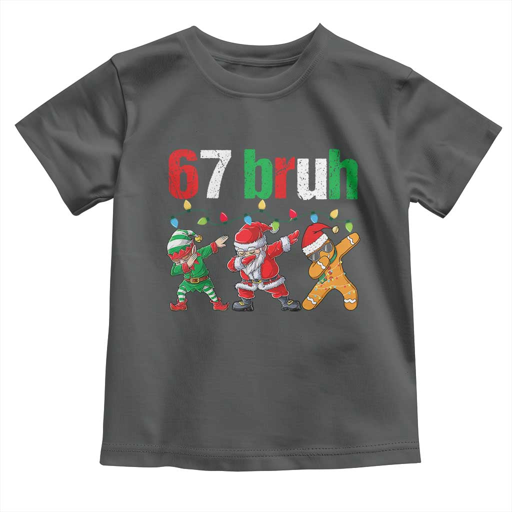 67 Christmas Toddler T Shirt Funny Six Seven Bruh Dabbing Santa Meme Pajamas TS10 Dark Heather Print Your Wear