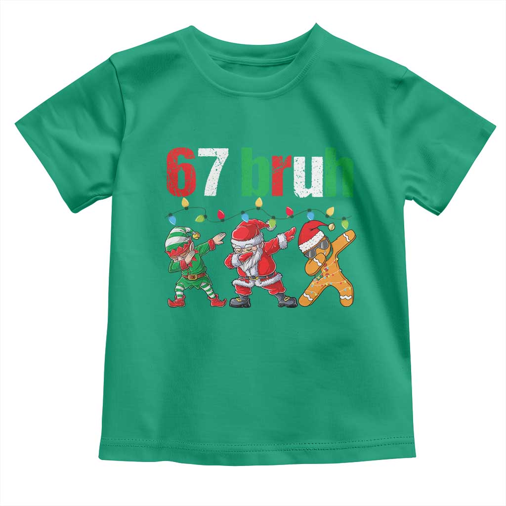 67 Christmas Toddler T Shirt Funny Six Seven Bruh Dabbing Santa Meme Pajamas TS10 Irish Green Print Your Wear