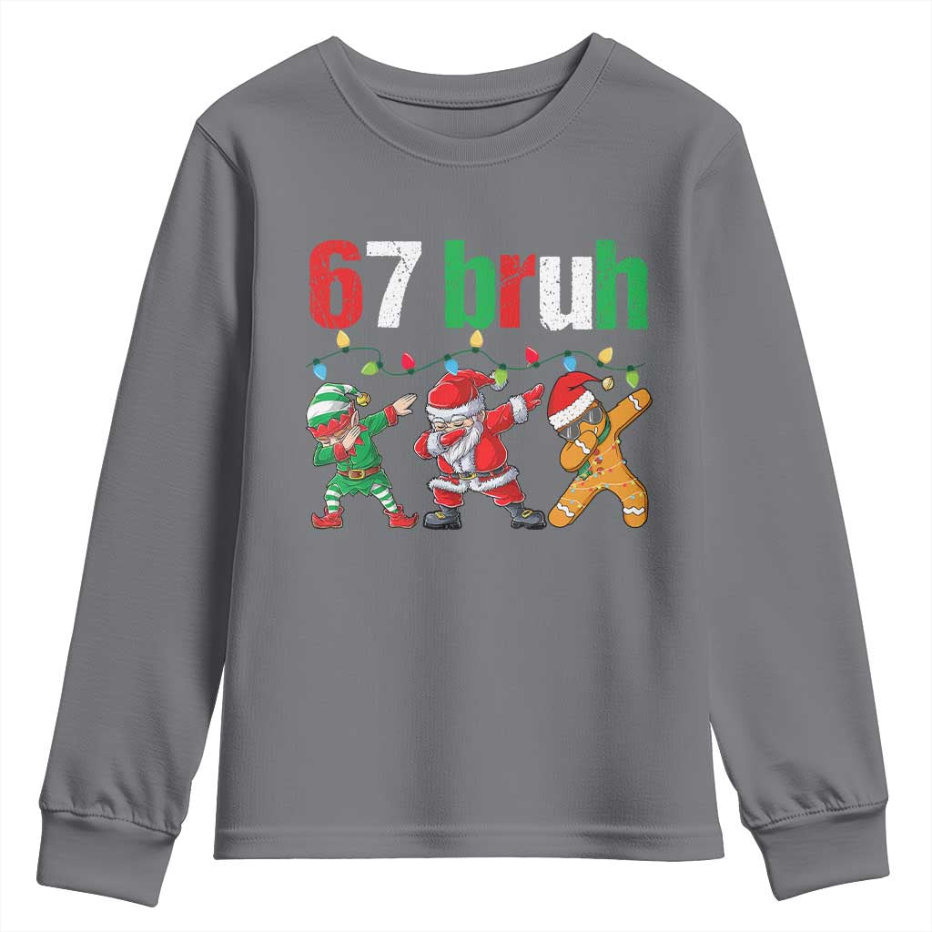 67 Christmas Youth Sweatshirt Funny Six Seven Bruh Dabbing Santa Meme Pajamas TS10 Charcoal Print Your Wear