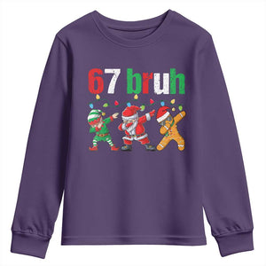 67 Christmas Youth Sweatshirt Funny Six Seven Bruh Dabbing Santa Meme Pajamas TS10 Purple Print Your Wear