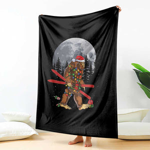 Santa Bigfoot Christmas Throw Blanket Funny Sasquatch Skiing Snowboard Ski Lover Skier TS10 Print Your Wear