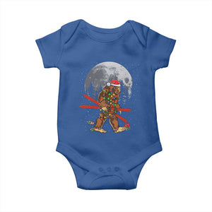 Santa Bigfoot Christmas Baby Onesie Funny Sasquatch Skiing Snowboard Ski Lover Skier TS10 Royal Blue Print Your Wear